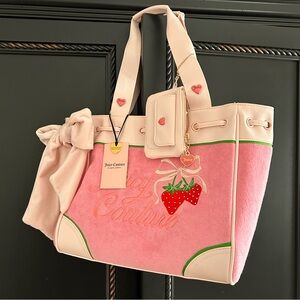 Juicy Couture Day Dreamer Tote Bag Pink Cherry Blossom Strawberries Y2K